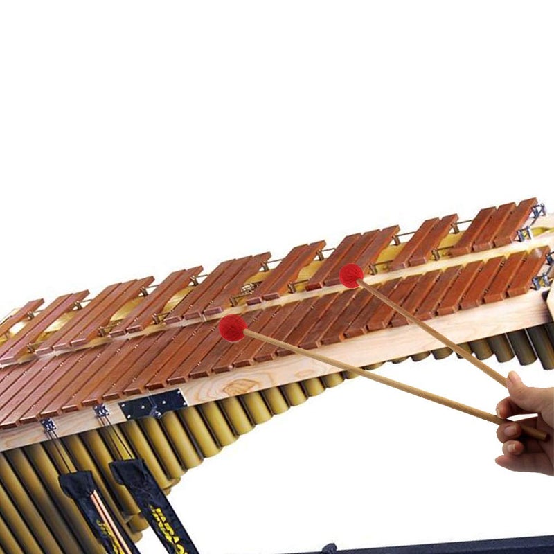 Yolyoo Medium Hard Yarn Head Keyboard Marimba Mallets with Maple Handles,Pack of 2 Blue (Red) - Image 4